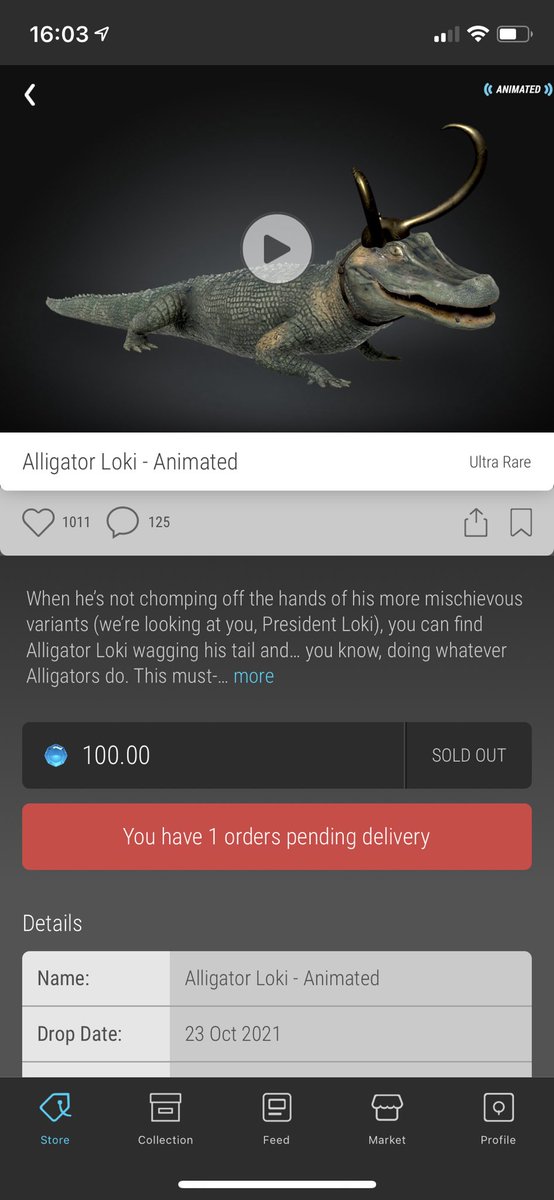 LukeGeo57988622's tweet photo. @veve_official hey guys. When securing payment for the ultra rare Loki alligator it took my gems but said reservation failed. But it also says pending delivery. Can you confirm if my transaction has been successful. Thanks https://t.co/R9hPT306Fp