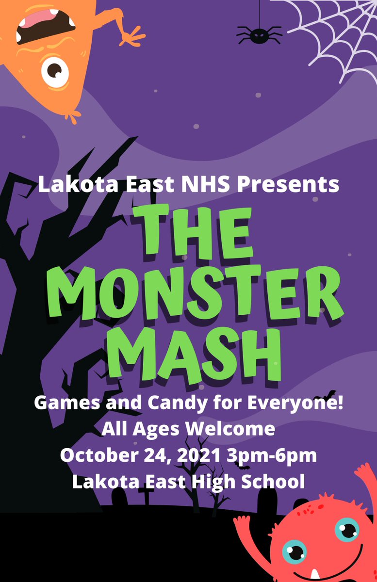 Lakota_EastNHS's tweet photo. See you all tomorrow on the MoNsTer MaSh 🎃. Show us your scary costumes, entry ticket is $5 per family. See you all tomorrow at #EAST https://t.co/Icc2aYaVZc