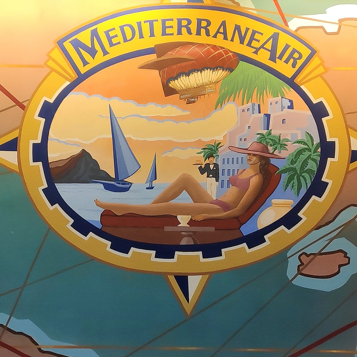 DisneyCarnival1's tweet photo. Partir en voyage autour du monde à bord d'un dirigeable, voilà ce que propose le #videopolis @disneylandparis ! On ne fait pas assez attention à la richesse graphique de ce haut lieu du #fastfood 😅Découvrez en plus ce soir sur la chaîne (lien dans la bio) @disneyparks https://t.co/NtKi7Co43h