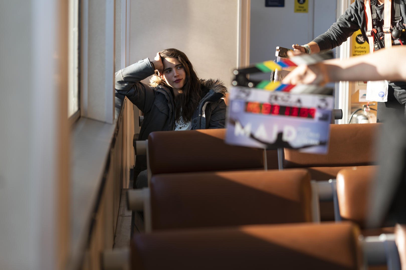Happy birthday to the amazing Margaret Qualley, seen here on the set of Maid. 