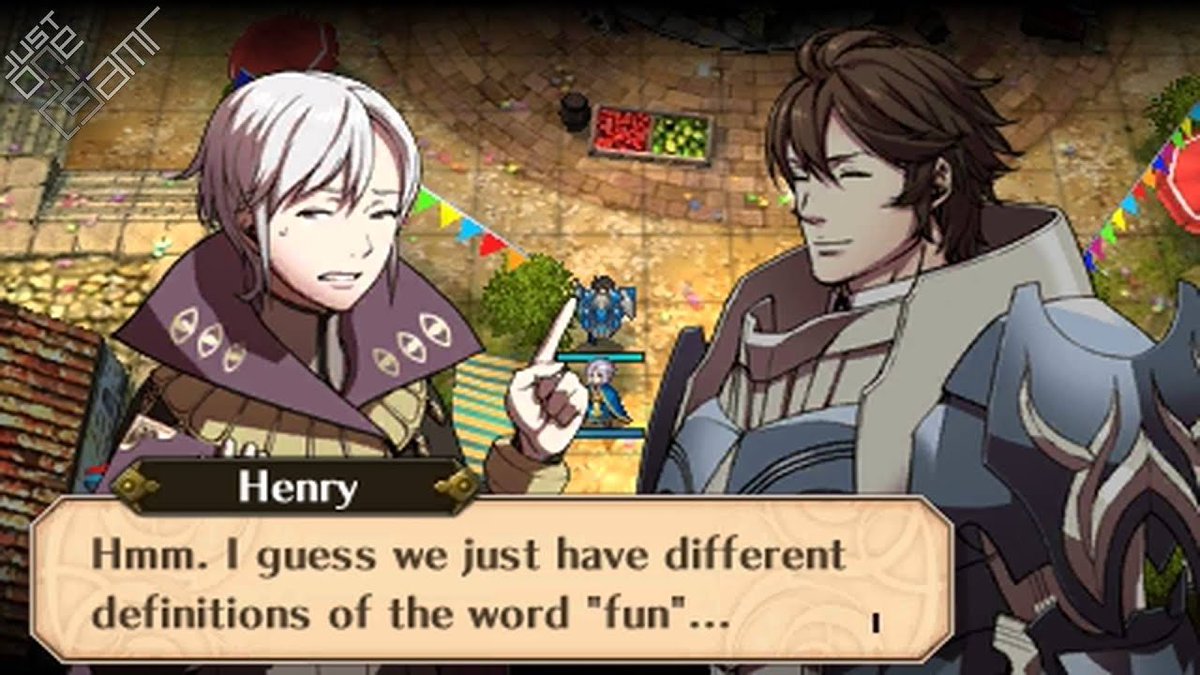 it's spooky week! today's character who can't fucking see is henry from fire emblem: awakening!
henry is a cheerful dark mage with a macabre sense of humor and a bright enthusiasm for bloodshed. his eyes are usually closed, but they partially open in his nervous sprites.
