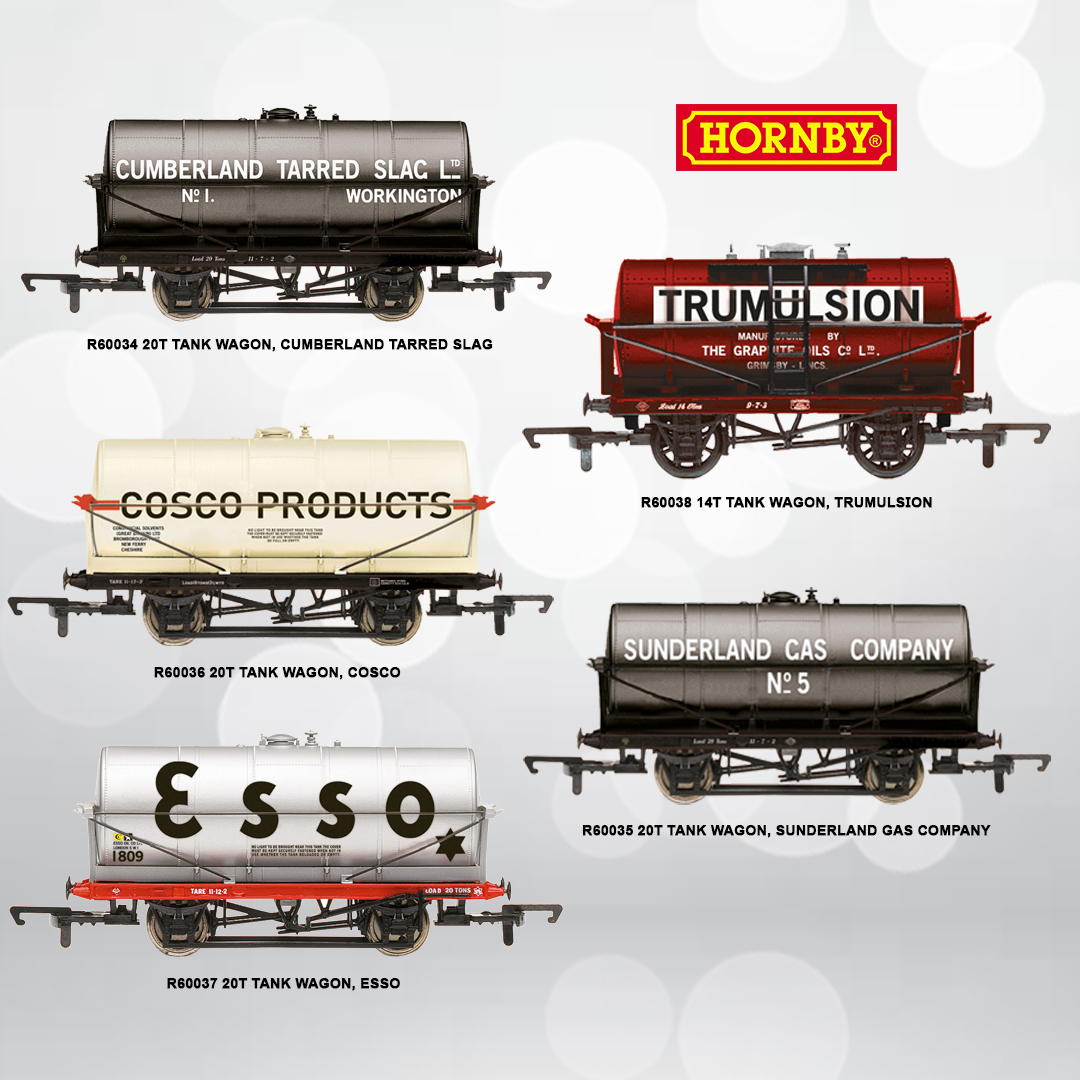 hornby's tweet photo. Fuel your layout with our new tank wagon arrivals!
Most of these freight wagons are typical of the tank wagon traffic that would be found on British railways in the 20th century.
Explore the range here - https://t.co/AzedsUlLVq or contact your local stockist.
#Hornby #Tankwagon https://t.co/Xp3IB0QN0v