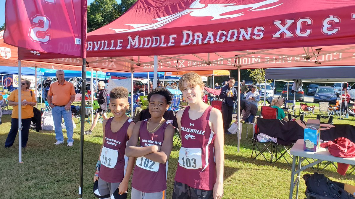CollMiddleXC's tweet photo. #DragonsXC is excited to support the Collierville Schools Elementary XC Program.  Today, Christian Edwards, Ali Franklin, and Taylor Sharp race in the Tennessee Elementary Cross Country Championships in Knoxville!  #RepTheVille https://t.co/E38uPeWiXY