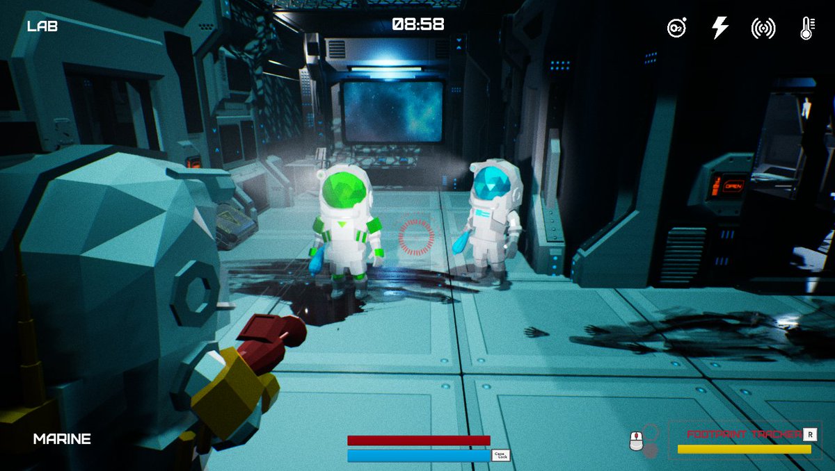NorthPeakDev's tweet photo. Astronauts in the lab, Marine (left) Engineer (right)
They have different weapons, tools and abilities for hunting repairing and surviving on the ship
#ScreenshotSaturday #LYL #lightyearlockdown #NPG #indiegamedeveloper #unrealengine #unreal #indiegames #firstpersonshooter https://t.co/Xy9uKJOy0t