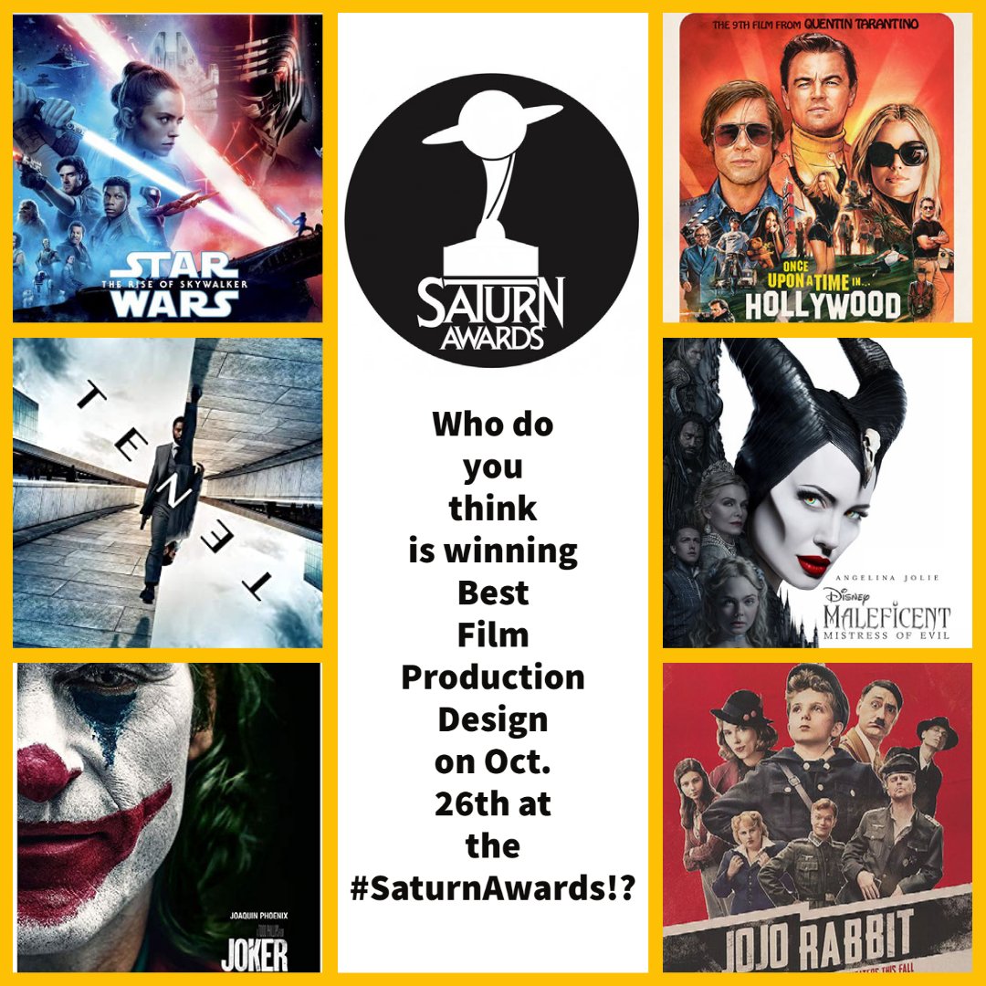 SaturnAwards's tweet image. #RickCarter, 
#KevinJenkins- #StarWarsTheRiseofSkywalker

#NathanCrowley - #Tenet

#MarkFriedberg - #Joker

#BarbaraLing - #OnceUponaTimeInHollywood

#PatrickTatopoulos- #MaleficentMistressofEvil

#RaVincent  - #JojoRabbit