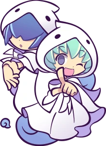 it's spooky week! today's character who can't fucking see is rei from puyo puyo!
rei and yu are twin ghosts, brother and sister. while yu is more talkative and cheery, rei is quiet and gloomy. and unlike yu, who can see, rei's bangs cover his eyes.