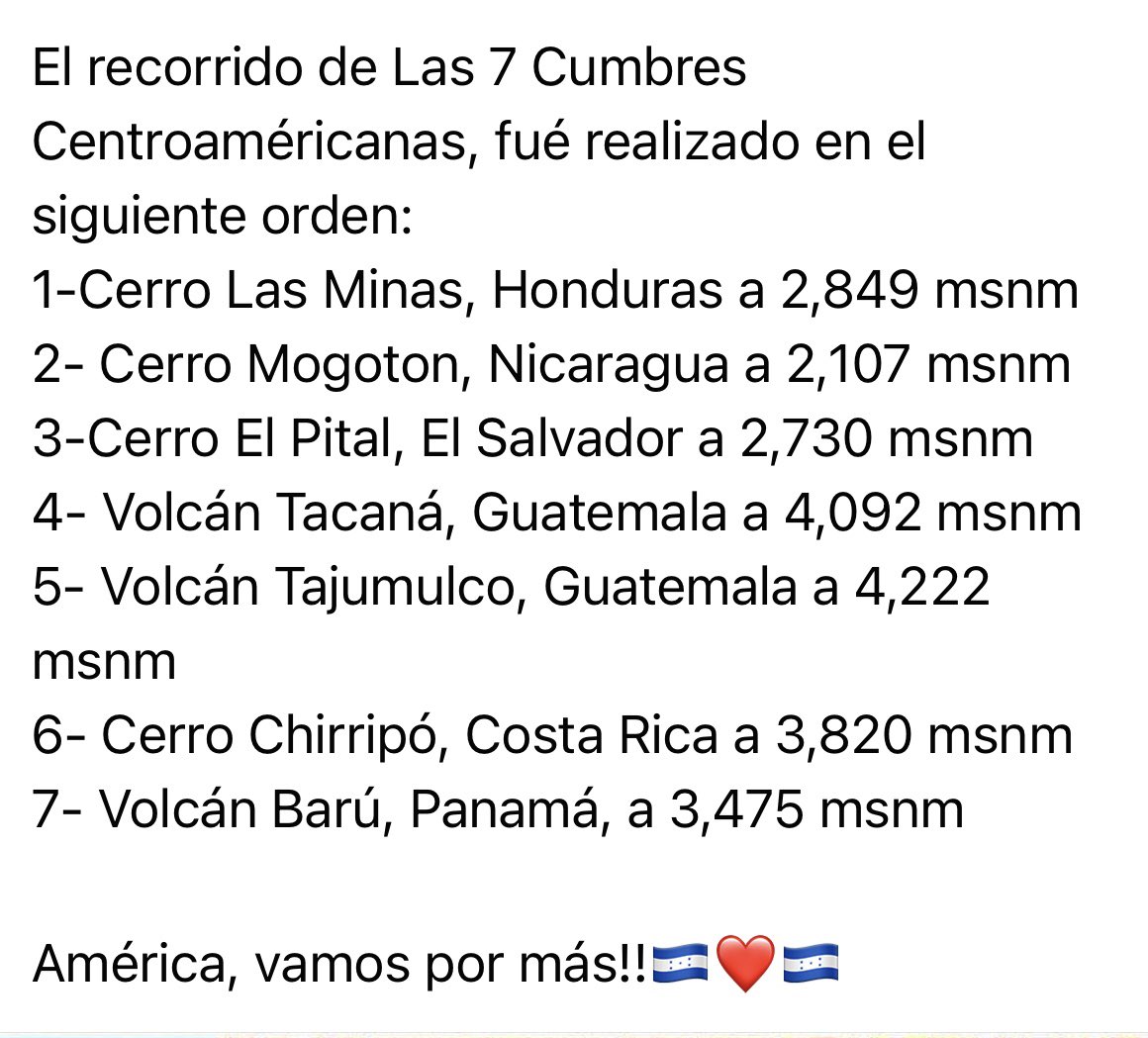 heuceda's tweet photo. Felicidades #RosibelCruz por haber conquistado las 7 cumbres más altas de #CentroAmérica #TrailRunners #RunnersHN https://t.co/XBEj6Ekaf9