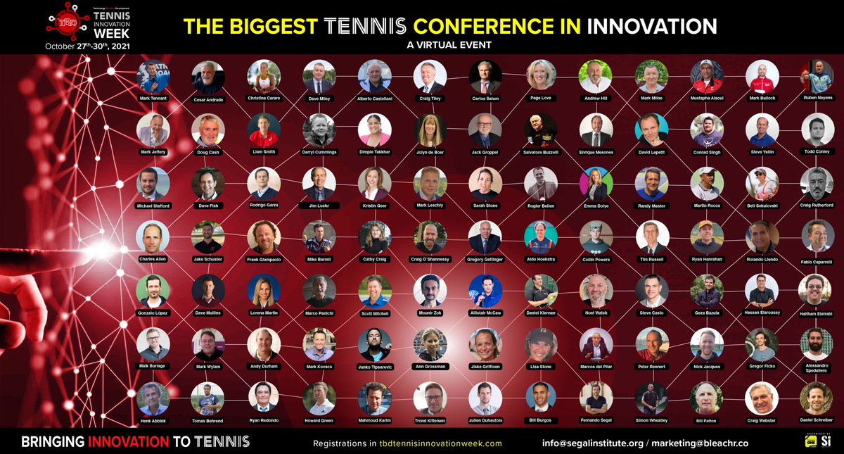 Be part of the biggest Tennis Conference bringing Innovation to Tennis! <a href="/TBDtennisinnov1/">TBDtennisinnovationweek</a> 
I’m <a href="/TennisONEApp/">TennisONE App</a>  with <a href="/InstituteSegal/">SegalInstitute</a>  
Institutional Partners <a href="/gptca/">GPTCA</a> <a href="/WTCA/">WTCA</a> <a href="/itpatennis/">ITPA Tennis</a> <a href="/ITA_Tennis/">ITA</a> <a href="/TennisAid1/">TennisAid</a> @ismca @sportssciencehealth