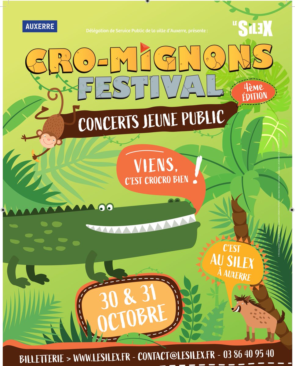 Le Cro-Mignons Festival revient pour une nouvelle édition le 30 et 31 octobre au #Silex !

C'est un #festival de #musique entièrement dédié aux plus jeunes.

Un village sera présent de 14h à 17h avec diverses animations gratuites.

Infos et résas : bit.ly/3lKGqZy