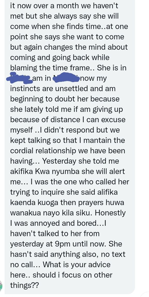 amerix's tweet photo. Men,

This has been shared with consent,

I have told him:

- to learn using 1 question mark,

- long-distance relationships during dating don't work,

- dump this girl immediately,

What else can you tell this man?

#MasculinitySaturday https://t.co/1hhXD5hNwx