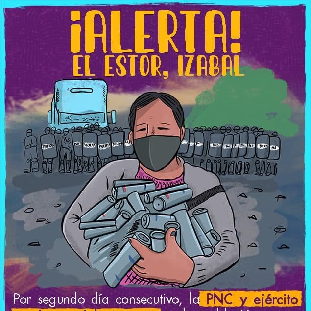 PrensaComunitar's tweet photo. #ALERTA Por segundo día consecutivo, la PNC y el ejército reprimen violentamente a la población maya Q'eqchi' que se encuentra en resistencia pacífica antiminera en #ElEstor #Izabal. https://t.co/K8Z364Aor1