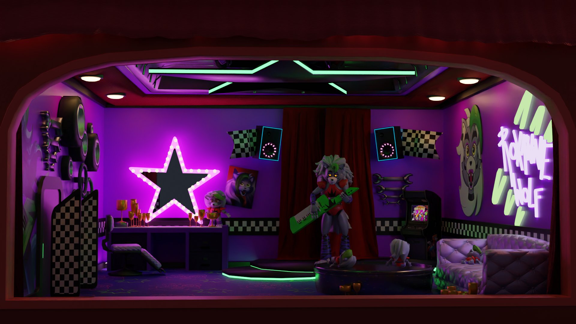 Acid_Love on X: Fnaf sb animatronic rooms are pretty much done. #FNAF  #FiveNightsAtFreddys #fnafsecuritybreach #securitybreach #b3d #Blender3d   / X