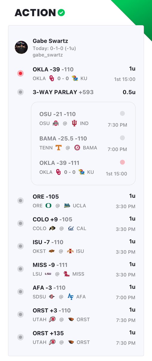 TheMoneyLine_HC's tweet photo. Picks for Week 8 in #CFB by ⁦@gabeswartz_⁩ https://t.co/85WMqVaScc