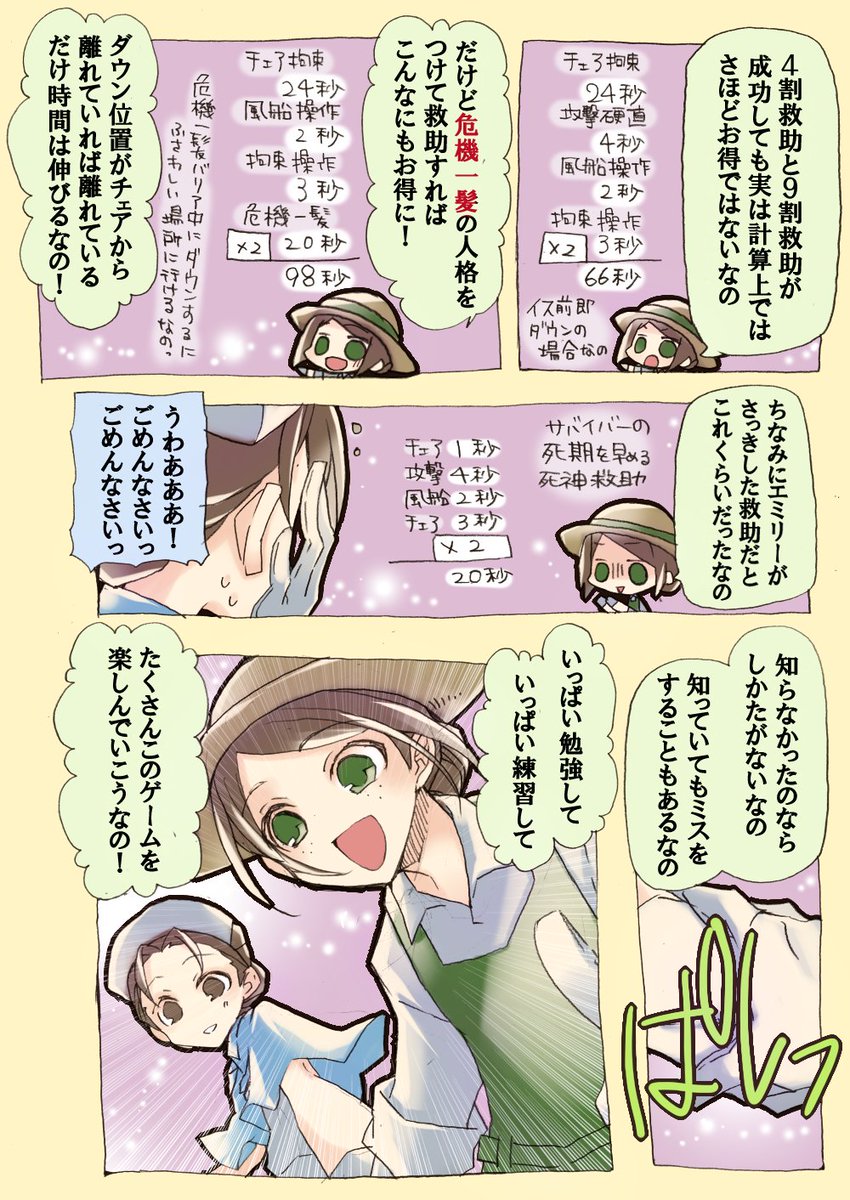 #第五人格・犬鹿のうちに覚えておきたい色々なこと
【第一話・死神救助】以前アップしたものを写植して書き文字のとこもちょっと変更しました(ง ˘ω˘ )ว