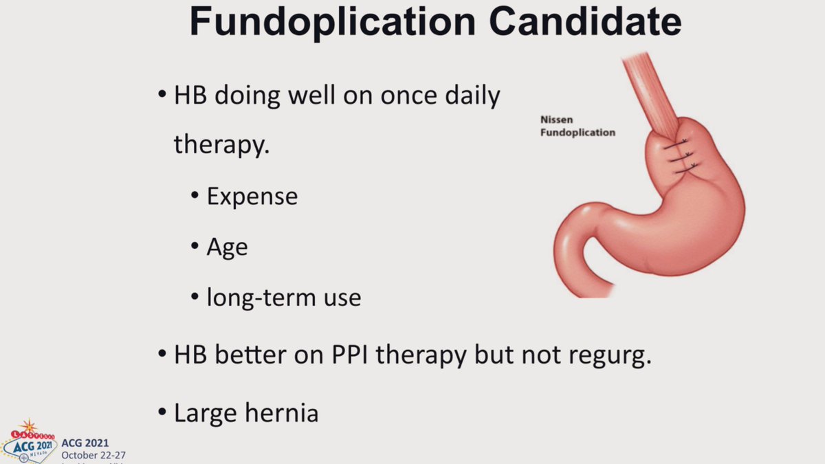 AmyOxentenkoMD's tweet image. Take-home points by #DrMichaelVaezi on #GERD at #ACG2021:

 1. Lifestyle changes individualized (not one size fits all)
2. PPIs most effective for healing esophagitis
3. Fundoplication candidacy key to assess 
4. Not all “refractory GERD”=GERD 

#MaskedNVaxxed 
#LearningTogether