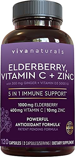Inspira89532018's tweet photo. Viva Naturals Elderberry, Vitamin C, Zinc, Vitamin D 5000 IU &amp; Ginger - Antioxidant &amp; Immune Support Supplement, 2 Month Supply (120 Capsules) - 5 in 1 Daily Immune Support for Adults https://t.co/7OxYd7lPgw (via Amazon) https://t.co/dmYLPUjM0S