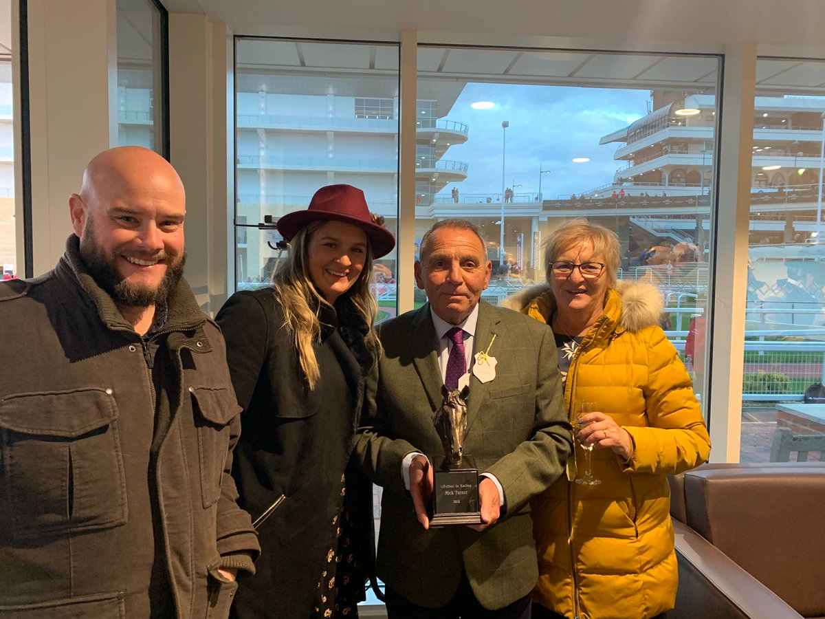 Racingwelfare's tweet photo. Congratulations to Mick for winning Racing Welfare's #LifetimeinRacing Award!

Mick was presented his award at @CheltenhamRaces this afternoon ahead of the 'Mick Turner A Lifetime In Racing Novices' Chase'

#RacingStaffWeek @BHAPressOffice @BHAStewards https://t.co/WI2LszxT9X