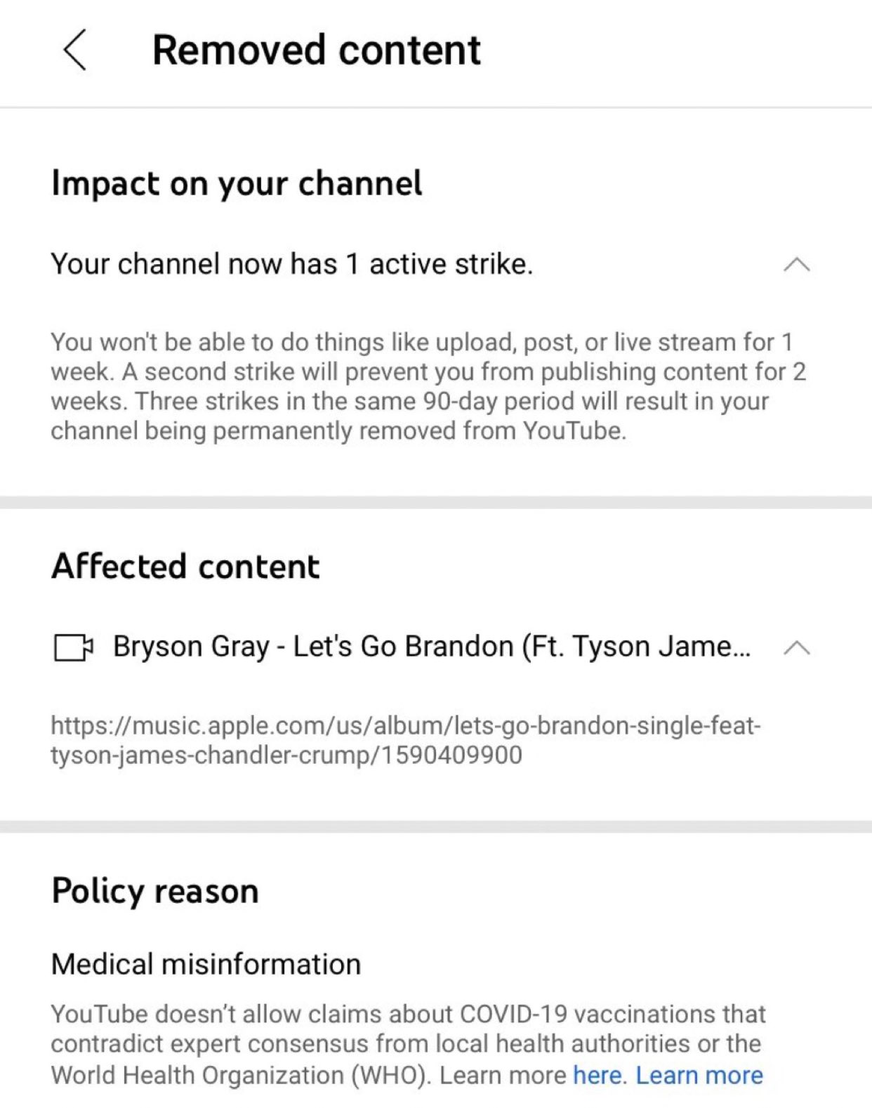 Insider Paper New Youtube Removes Rapper S Let S Go Brandon Song Claiming Medical Misinformation Twitter