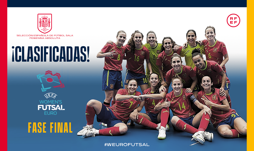 SEFutbolFem's tweet photo. ✨ ¡¡Las chicas de la @SeFutbolFem Sala están clasificadas para el Europeo!!

➡️ El combinado nacional se ha metido en la fase final que se disputará en marzo a base de esfuerzo, trabajo y sacrificio.

🙌🏽 ¡¡FELICIDADES EQUIPAZO!! ¡¡SOIS MUY GRANDES!! 👏🏽👏🏽👏🏽

#WEuroFutsal https://t.co/sAJat9EZOV
