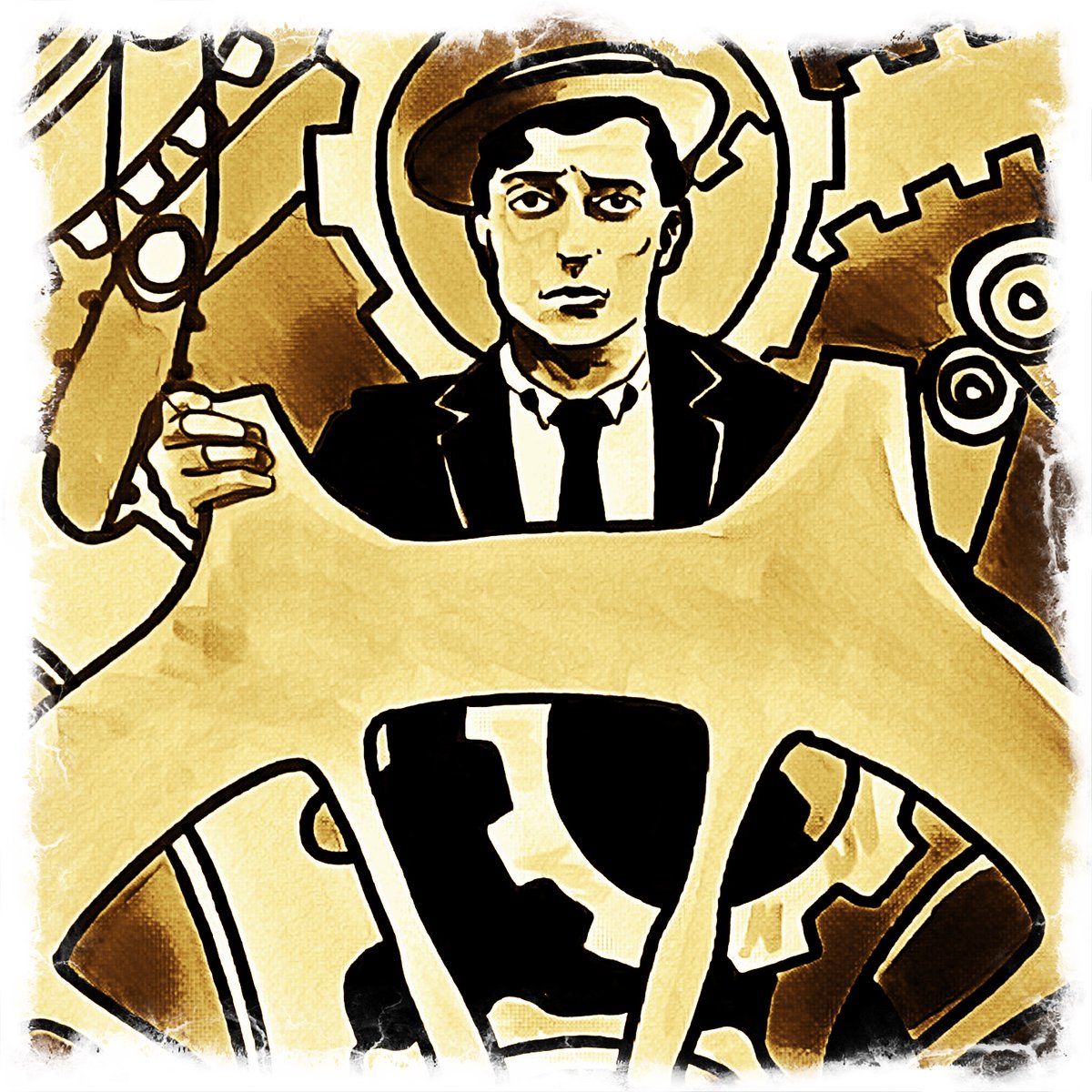 BusterKeatonSoc's tweet photo. It’s Day 23 of our annual #artcontest #Bustober &amp; today’s prompt is: MACHINE
To find out how you can take part and to see all the entries so far, go to https://t.co/KHuuIByoNX
#BusterKeaton https://t.co/GkGZraKTDm