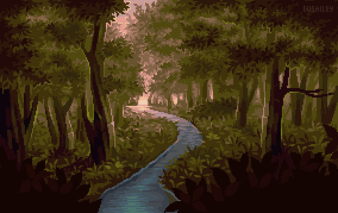 evsailey's tweet photo. Forest river 

#pixelart https://t.co/ji7AjW0zLt