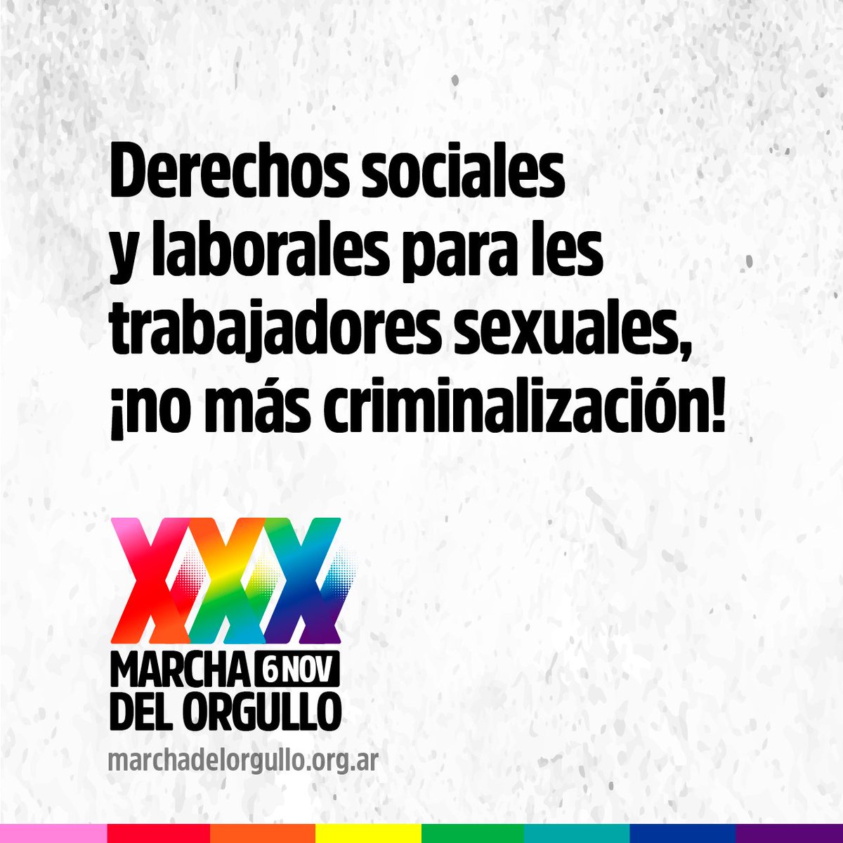 MarchaOrgulloAR's tweet photo. Estas son las consignas de este año. Porque queremos una marcha a pura fiesta y una sociedad a pura igualdad, con más derechos, con más diversidad!

Este 6 de Noviembre, nos marchamos todo!!

#30añosdeOrgullo #BuenosAires #Argentina https://t.co/C157AJ9TxR