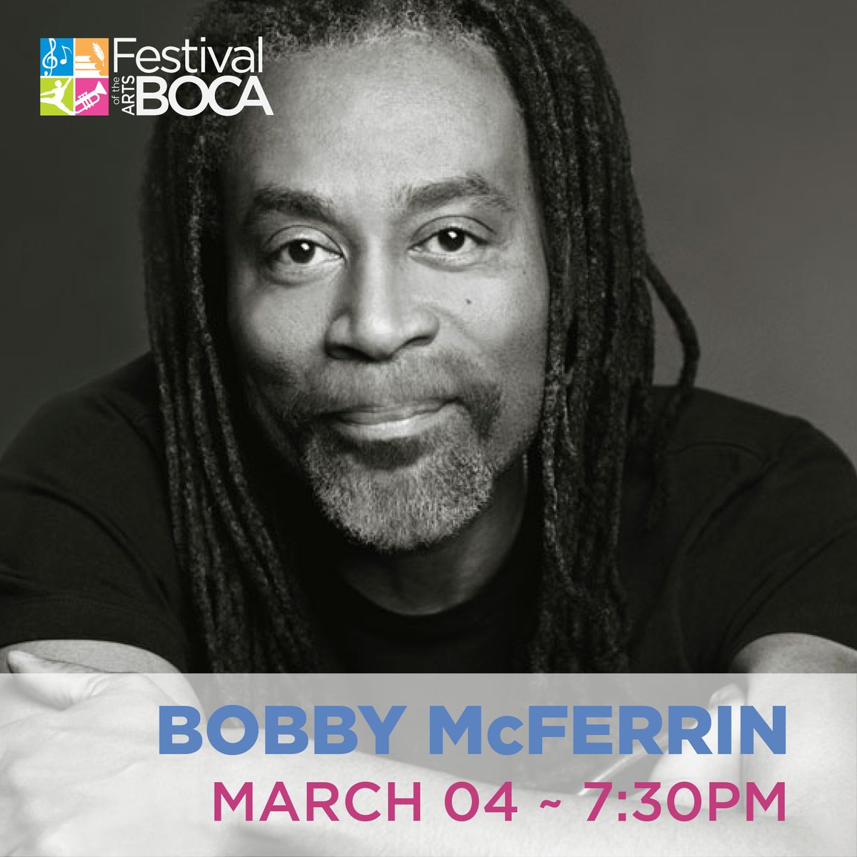 JUST 132 DAYS until Festival Boca opens its 16th Annual Season: LIVE AGAIN! And who better to take center stage than <a href="/bobbymcferrin/">bobby mcferrin</a>? His soul-lifting, improvisational music will set the stage for 10 days of amazing concerts and events. Tickets go on sale November 1...