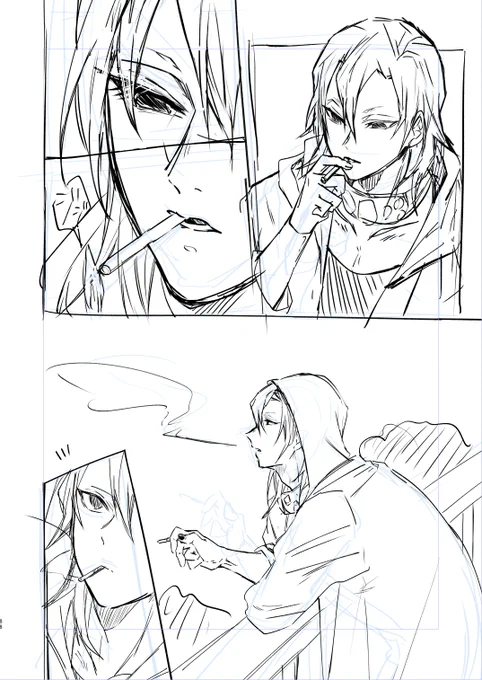 うずせんが煙草吸うのが描きたいだけのやつ 