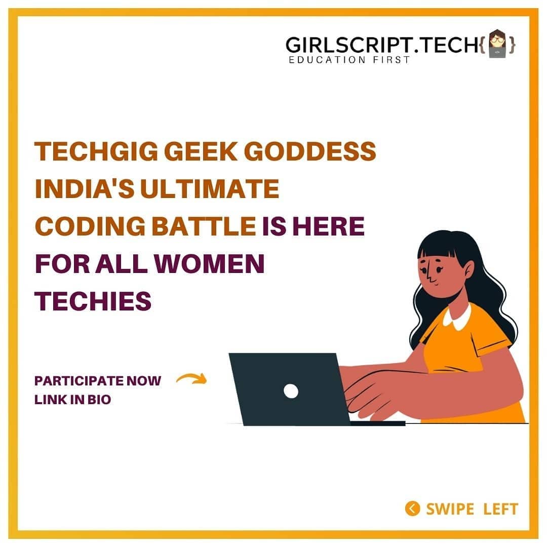 GirlscriptAnand's tweet image. Hey #WomenTechies,
Want to shape the future of technology?
Take on the big and amazing opportunity to assess your tech potential &amp;amp; showcase your skills using unique coding hacks. 

Participate Now 👇
🔗 techgig.com/geekgoddess/si…

#WomenInTech #GirlsLetsCode #CodingContest