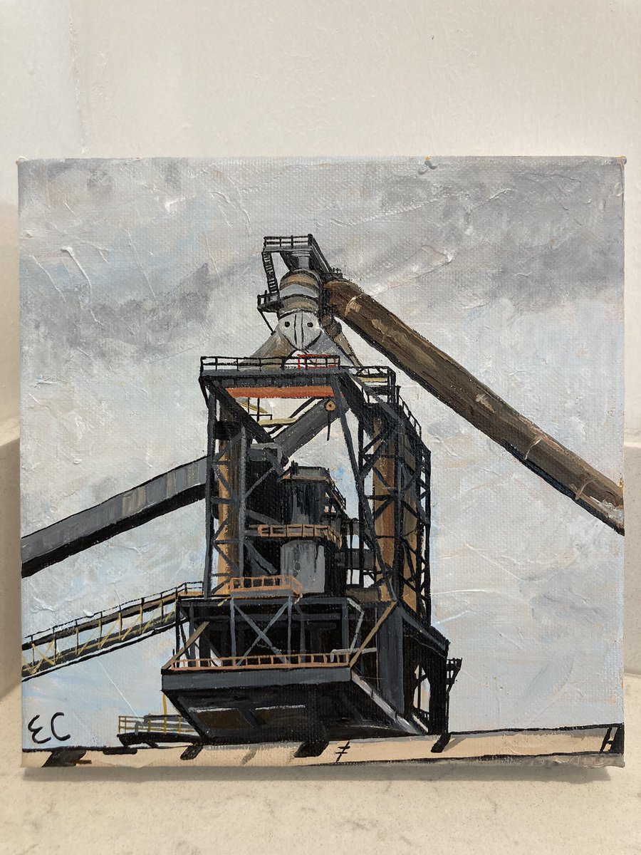 A little 20x20cm painting done today. #art #ArtistOnTwitter #acrylicpainting #industrialart #redcarsteelworks