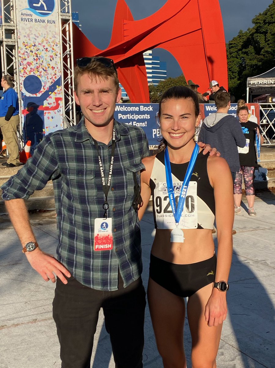 Congrats to @aoibhe_richardson on a third place finish in her first race of the fall season! Coach <a href="/gogreenxc/">Jonathan Green</a> joined her at the Amway River Bank Run 10K race this morning and was able to chat with her about her upcoming racing schedule. Find the video on our Instagram stories!