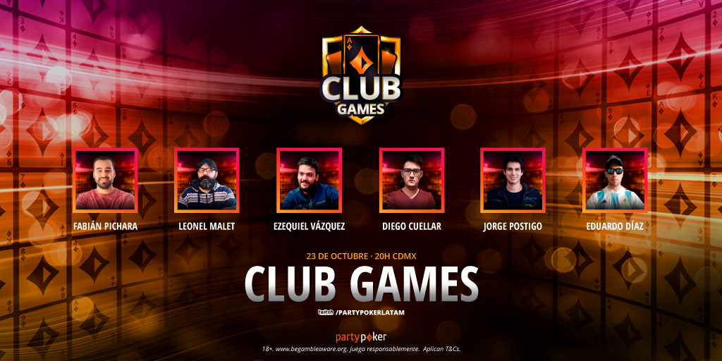 partypokerLATAM's tweet photo. ¡Regresan los sábados de #ClubGames junto a grandes jugadores! 🥳
🔸 Desde las 8pm 🇲🇽 - 10pm 🇧🇷, @picharapoker, @titaneopk, @edudiazpoker y más amigos de la casa nos acompañarán en las mesas de #partypoker.
📺 ¡Sigue toda la acción por #Twitch 👉🏼 https://t.co/GjPe1jX8p6! https://t.co/LCKjGFdEXO