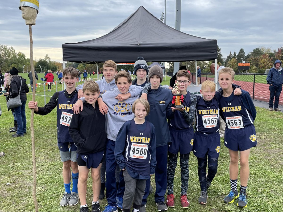 Original_JMac's tweet photo. Congratulations to our Marcus Whitman Modified Boys XC team on WINNING the Marion XC Invitational today! Couldn’t be prouder of how far they’ve come this season! #history #team #xc #run #hardware @MWWildcats @MWCSDTweets https://t.co/Up6JIEpucp
