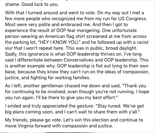 Today I went to vote in the Virginia elections & learned the GOP is asking people to sign a petition to ban Critical Race Theory in schools.🤔 So, I decided to respectfully engage w/the GOP guy getting signatures to ask him to define CRT. You can guess what happened. A story...