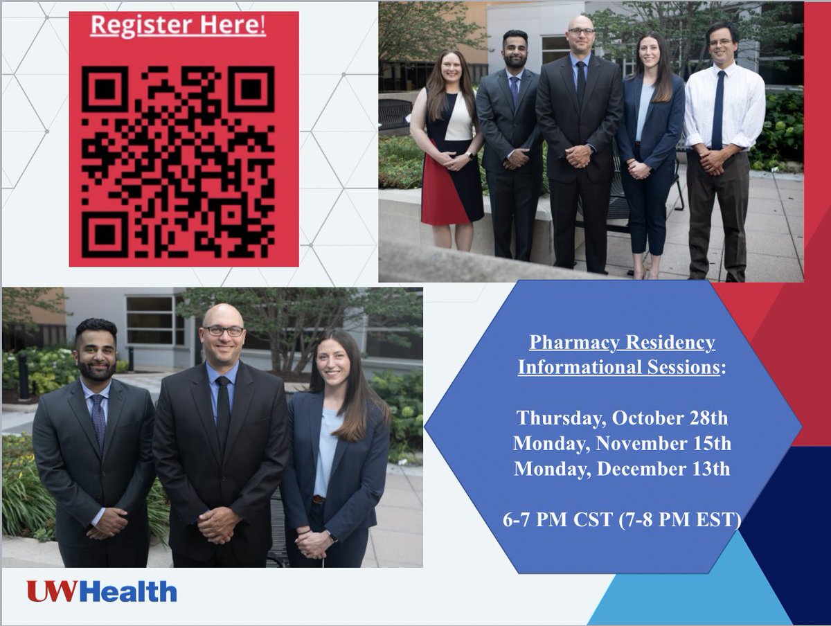 Join the nation's leader in pharmacy, University of Wisconsin (UW) Health’s Pharmacy Department, at our 2021 Virtual Residency Informational Sessions! Come learn about our PGY2 ID Program!
Register here:
forms.office.com/r/AUKyAitjK0

On, Wisconsin! //#OnWisconsin
#TwitteRx #IDTwitter