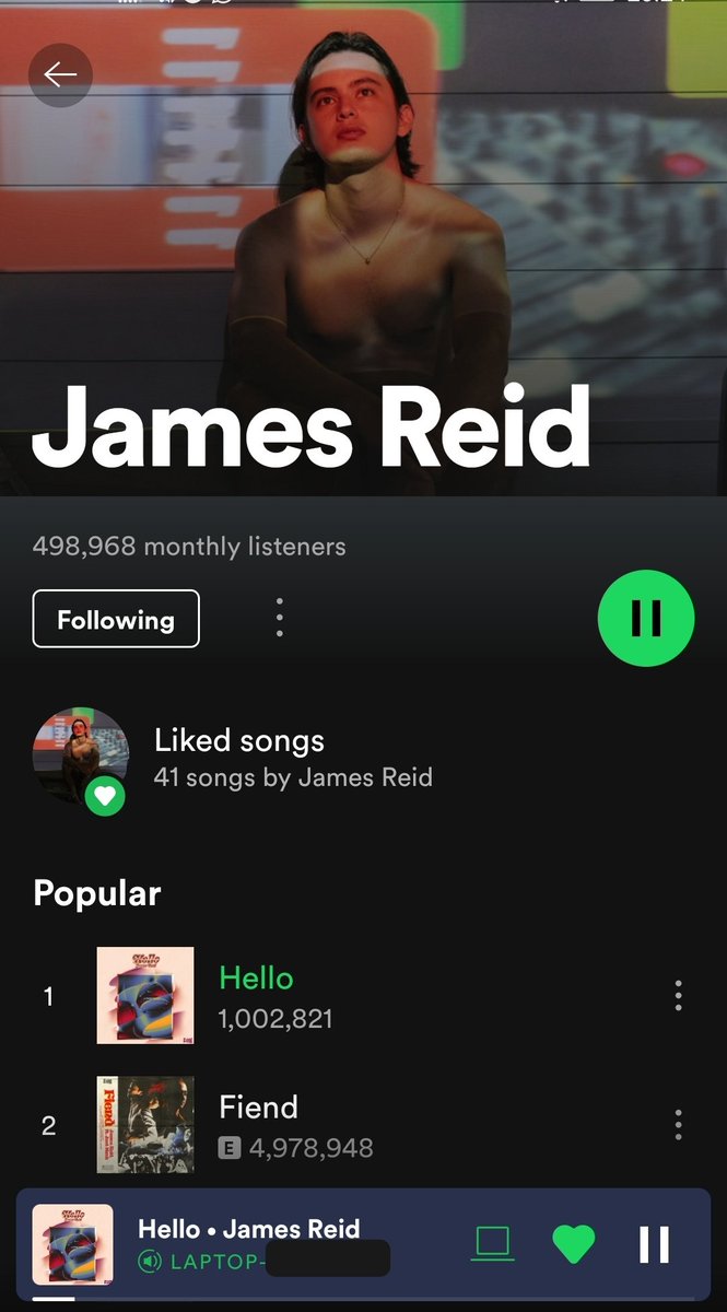 OUIFearless's tweet photo. Congratulations @tellemjaye!  Cheers to more music and future collaborations both local and international artists.

Mag oorasyon ako para sayo na umalis ka na for LA! 😂

We, Jstans are so proud of you! 

James Spotify: 
https://t.co/Oi70ioh8Cd

James Reid
#OneMillionHello https://t.co/XHIMARch7K