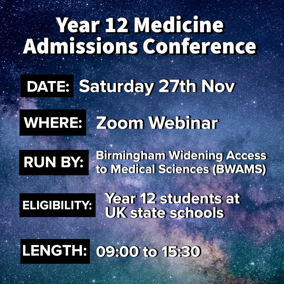 🚨Calling all Year 12s: FREE VIRTUAL Medicine Conference 🚨 Birmingham’s Widening Access to Medical Sciences (@bwamsbirmingham) are back again hosting a FREE online event open to all Year 12 state school students across… 📸 instagram.com/p/CVYSxHAoYag/ via tweet.photo