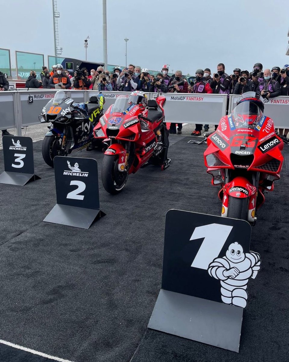 Historical qualifying result for Ducati! First time ever all first row is filled with bikes from Borgo Panigale ... so happy! Thanks to @PeccoBagnaia @jackmilleraus and @Luca_Marini_97 and all people @ducaticorse. I am very proud of all of you!