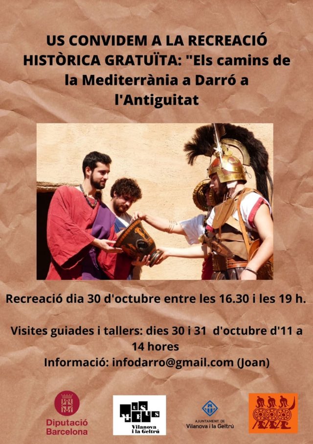📝 Apunteu la data! 

El proper dissabte, dia 30, estarem al jaciment de #Darró a Vilanova i la Geltrú fent #recreacióhistòrica de 16.30h a 19.00h!

Us hi esperem!

#ibercalafell