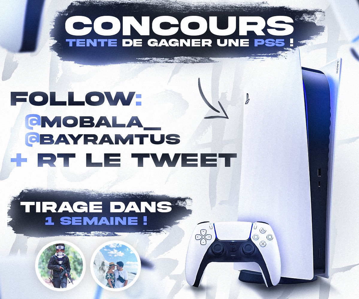 Mobala_'s tweet photo. 💡CONCOURS 💡

GAGNE TA PS5 ! 🎮

🐍RT + FOLLOW @Mobala_ et @BayramTus 

Tirage : Dans 1 semaine ! ⏱

(bonne chance à tous les reuf) https://t.co/F9l3LIQUTW