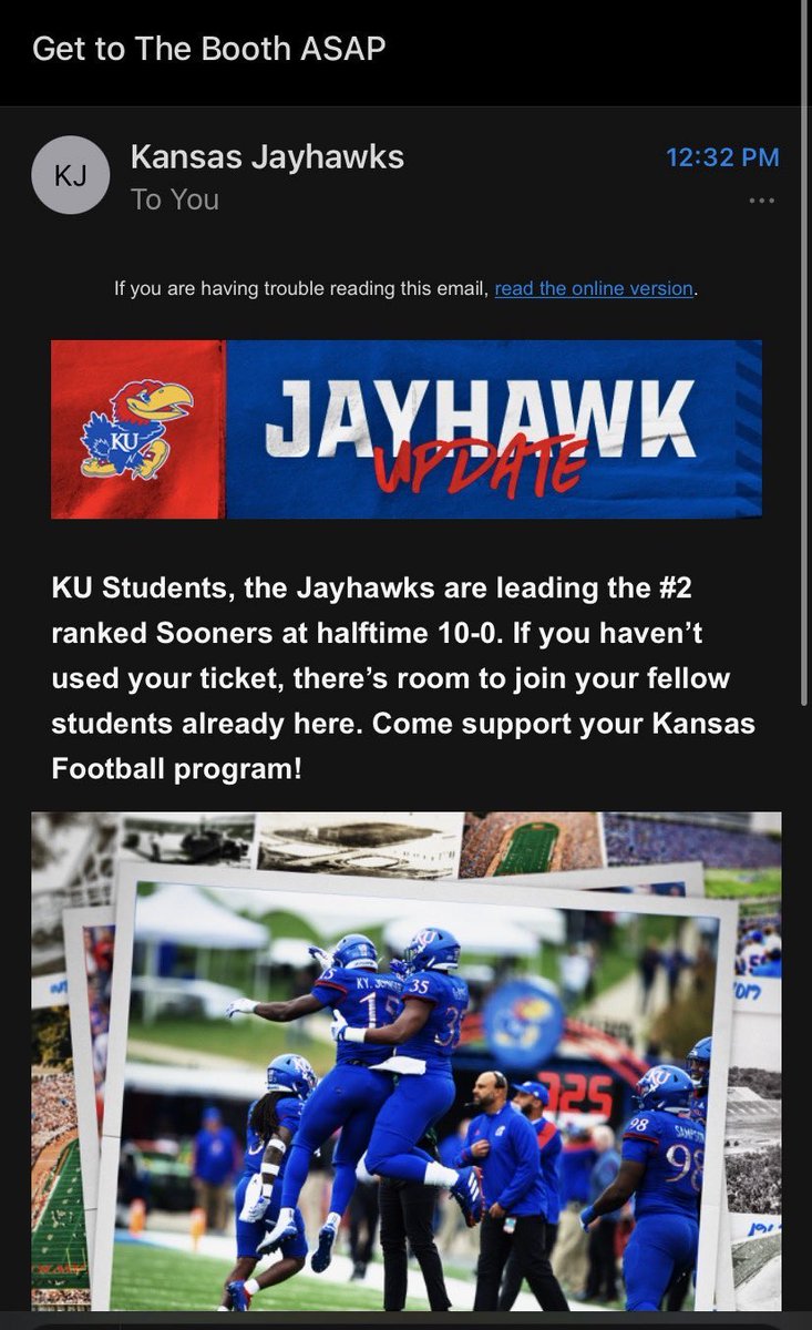 barstoolsports's tweet photo. Kansas just sent this out to their entire student body https://t.co/lKhSnNyQsN