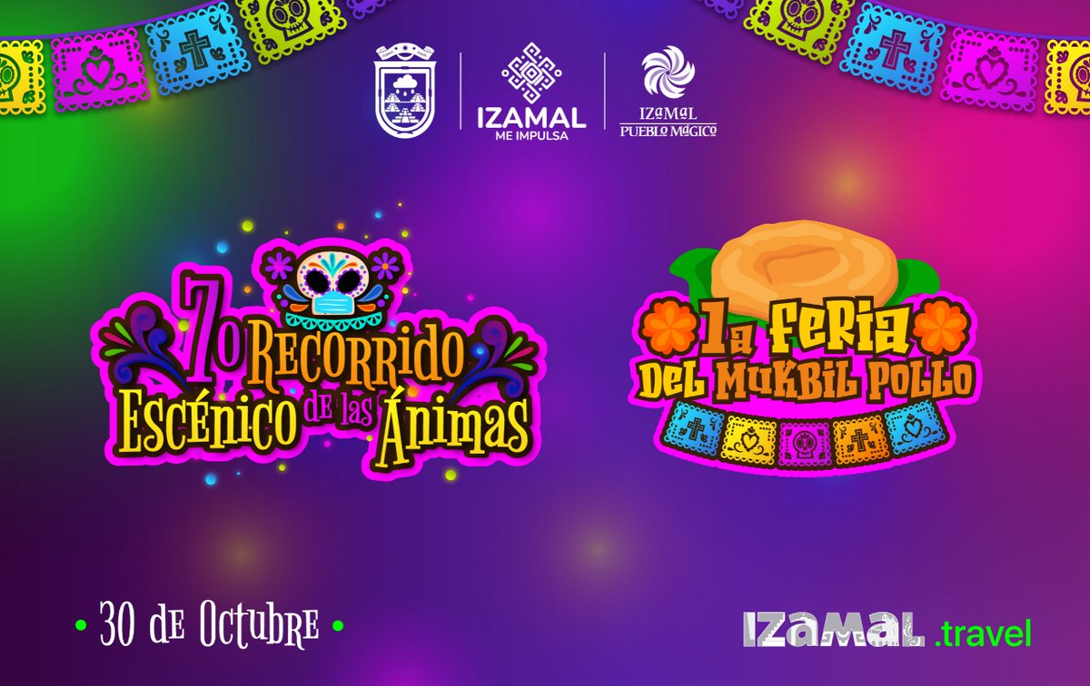 Próximamente la tradición del Día de Muertos estará presente en la Ciudad de las Tres Culturas con el 7o Recorrido Escénico de las Ánimas y la 1a Feria del Mukbil Pollo.

Espéralo 🔜  30 • 10 • 21

#TeSorprenderá #IzamalMeInspira 💛

🖱️ izamal.travel