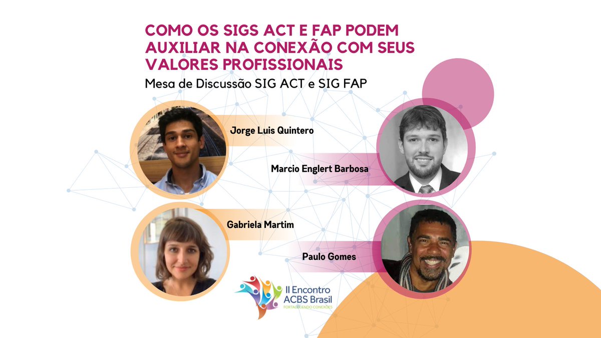 Jorge Quintero, Márcio Barbosa, Gabriela Martim e o Paulo Gomes estarão conosco no II Encontro da ACBS Brasil - Fortalecendo Conexões! 
👉Inscrições no site: eventos.acbs.com.br