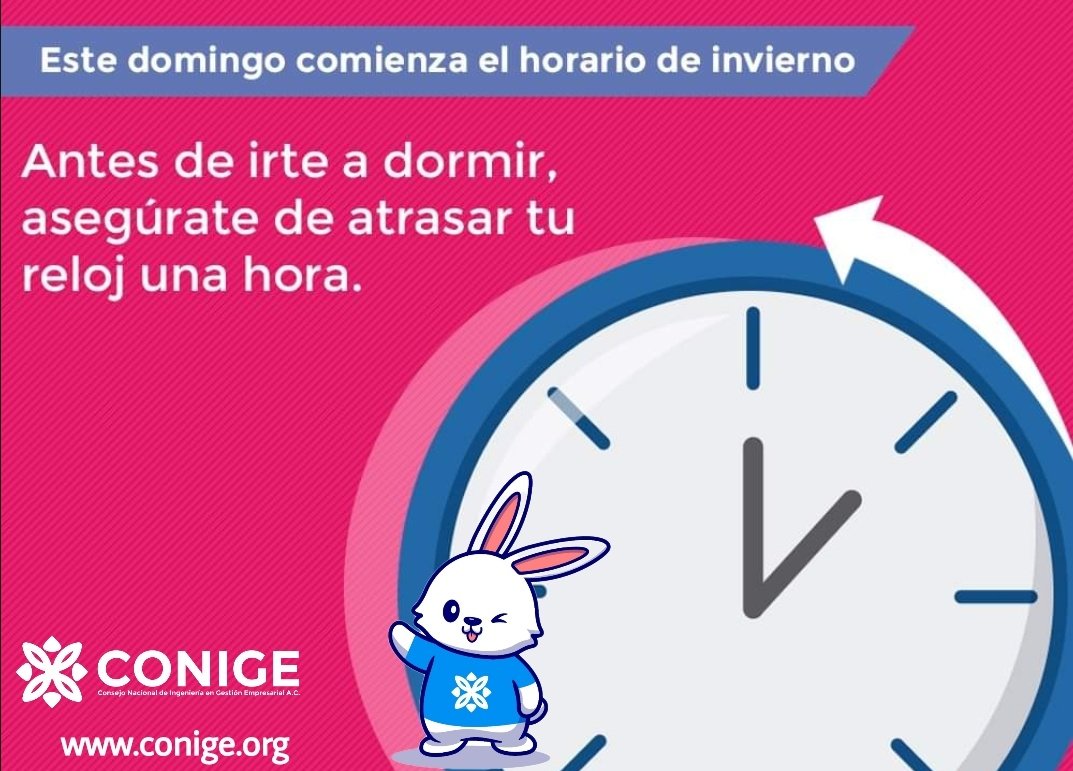 mxconige's tweet image. ¡Que no se te pase! #HorarioDeInvierno