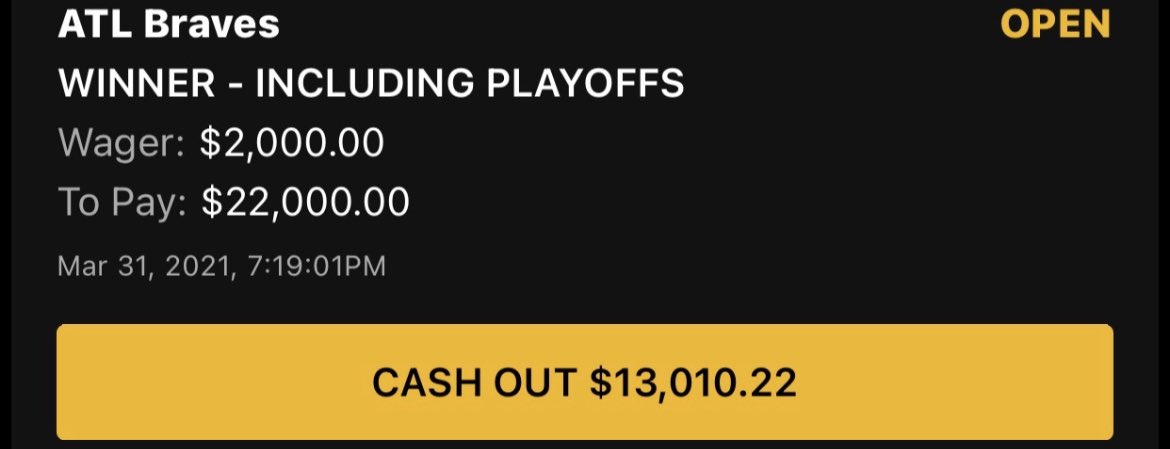 Braves are 1 win away from winning the #WorldSeries & we cash for over $20,000! We will share with our followers if they win!!! $50 to 5 lucky followers who follow rules below to enter 👇 -Follow @SA247LLC @TheHobby247 -Like & retweet -Comment done