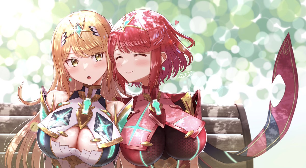 ヒカリ(ゼノブレイド2) ,ホムラ(ゼノブレイド2) 「#今月描いた絵を晒そう
#絵柄が好みって人にフォローされたい 
今月は4枚でした」|taroのイラスト