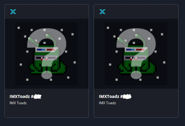 riisen_eth's tweet photo. Just bought 2 @IMXToadz ready for reveal π₯ not an #nft to miss out onπ€πΌespecially with no gas fees on IMX π#imxtoadz #ImmutableX https://t.co/xfUMVHDmgh
