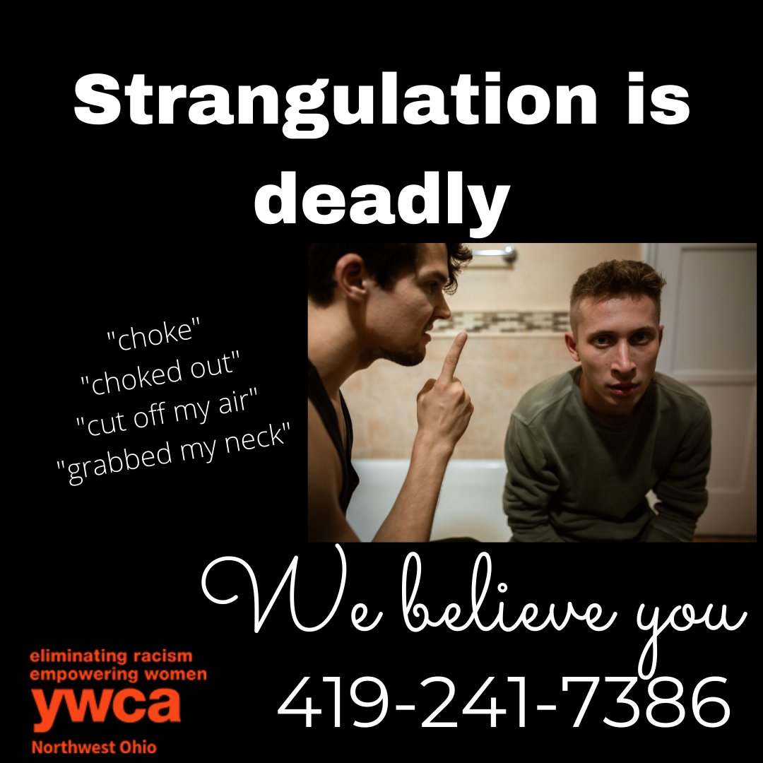 YwcaNw's tweet photo. Strangulation (or the words used to describe a strangulation event) is a deadly form of domestic violence! At the #ywcanwo we encourage you to seek medical care ASAP if you ever experience this form of violence, and tell your dr if you experienced this in the past. #DVAM https://t.co/XQfcmpOQjv
