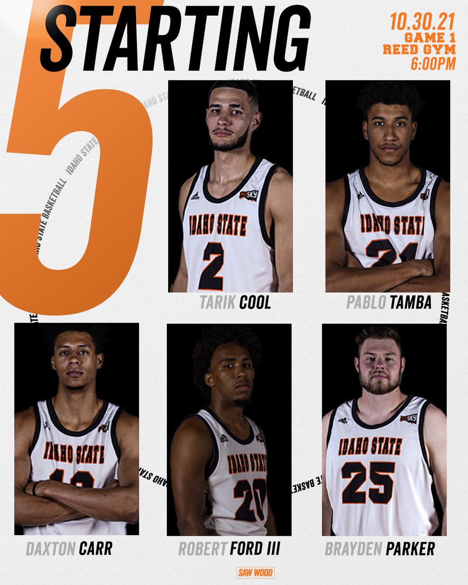 IdahoStateMBB's tweet photo. Starting 🖐️ !!
🟠 @TarikCool1 
🟠 Pablo Tamba
🟠 @daxtoncarr27 
🟠 @R_E_F_3 
🟠 @BraydenParker24 https://t.co/I6rx84mE4t