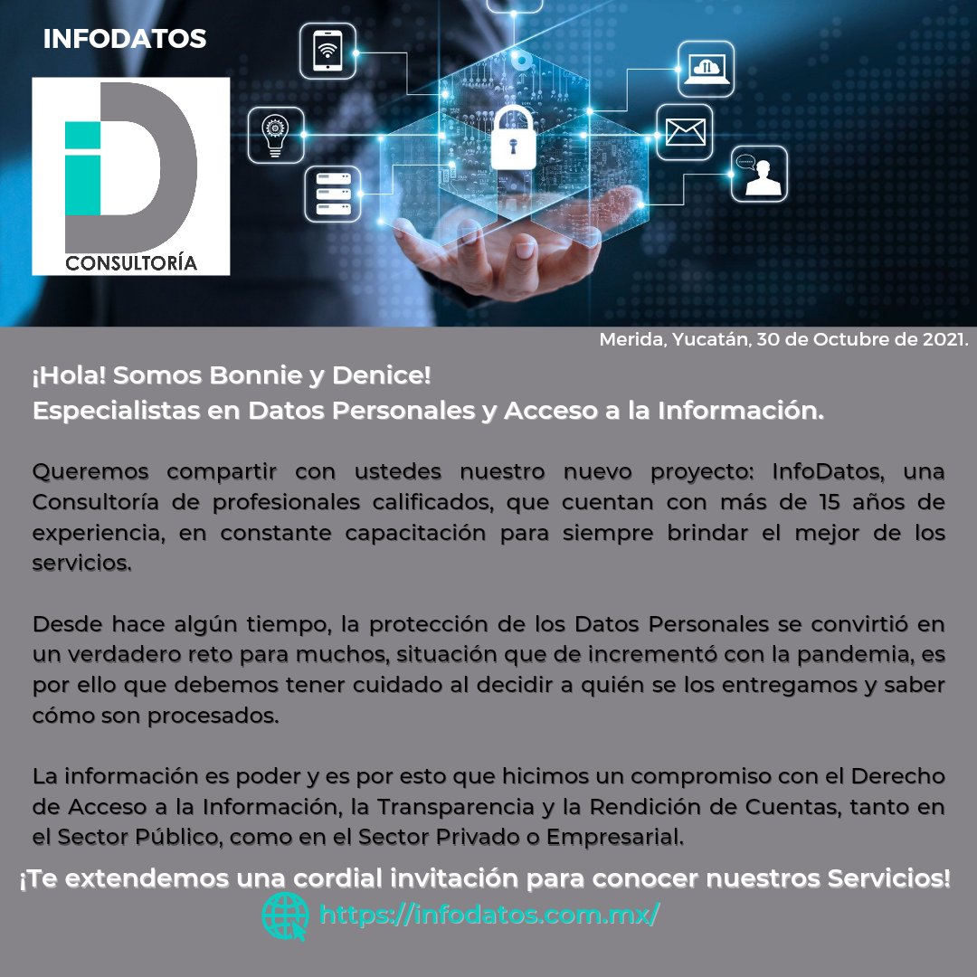 iD_Consultor's tweet photo. Hola a todos! 🙌 Con mucho entusiasmo les damos a conocer InfoDatos Consultoría 🙌 https://t.co/StHwaj36wV